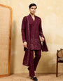 Royal Wine Viscose Silk Thread & Sequence Work Kurta & Dupatta Set