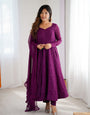 Lucknowi Elegance Wine Anarkali Suit