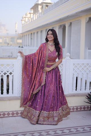 
Designer YSL Silk With Sequins Zari Work Lehenga Choli Set With Dupatta
