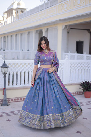 
Designer YSL Silk With Sequins Zari Work Lehenga Choli Set With Dupatta
