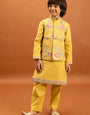 Haldi Celebration Kids Wear Yellow Kurta Pajama with Koti