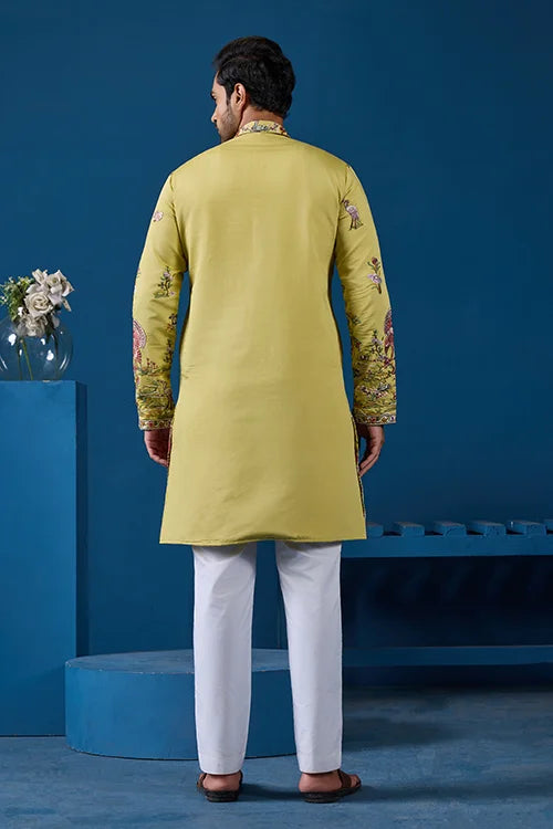 Haldi Special Yellow Outfit Kurta for Mens Wear Collection