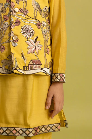 Haldi Yellow Koti Kurta Set for Kids Festival Wear
