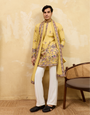 Radiant Yellow Viscose Silk Embroidered Kurta with Dupatta