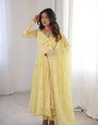 Fancy Yellow Faux Georgette Thread Work Anarkali Set