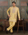 Trending Yellow Haldi Ceremony Koti Kurta for Men
