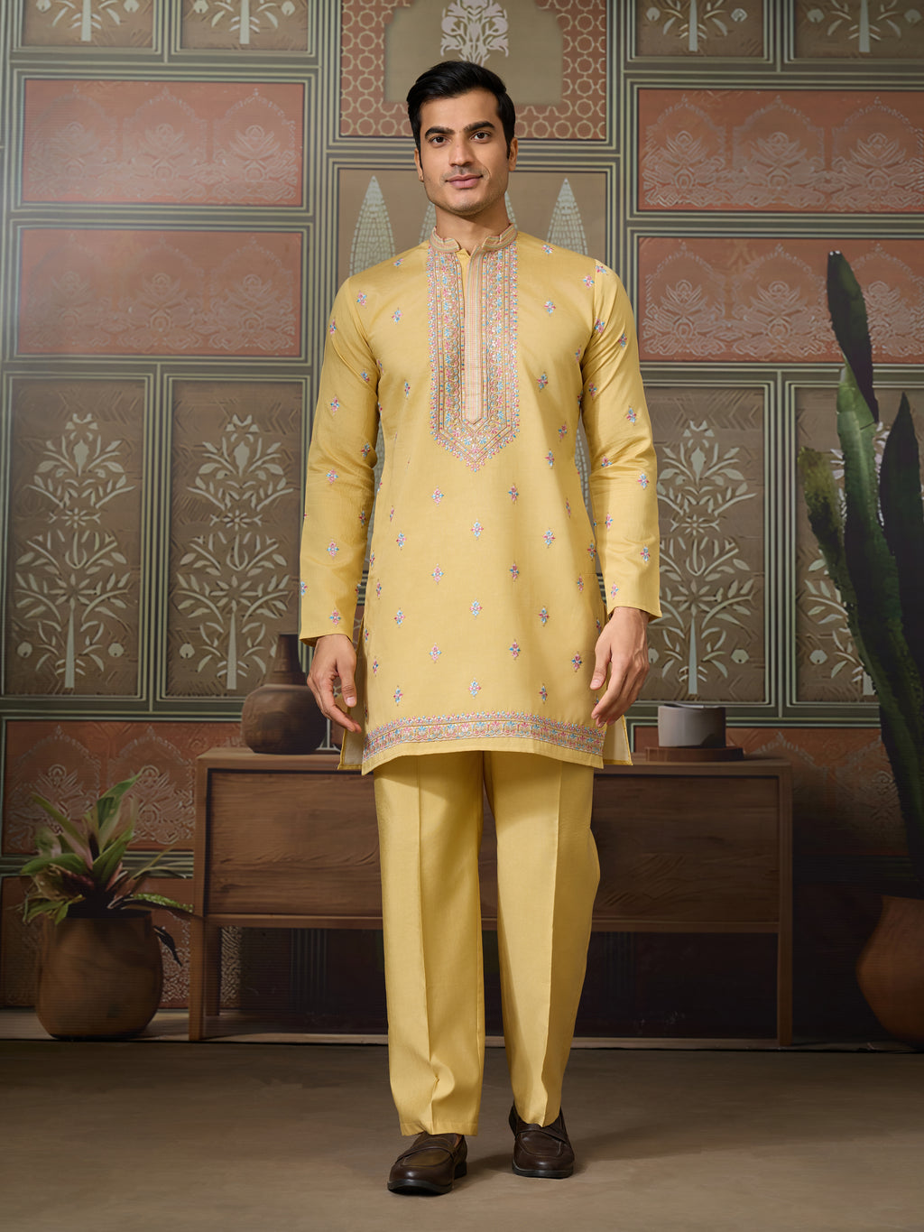 Trending Yellow Haldi Ceremony Koti Kurta for Men

