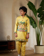 Festival Wear Yellow Kurta Koti Set For Kids