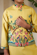Festival Wear Yellow Kurta Koti Set For Kids