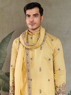 Haldi Special Yellow Embroidered Kurta Pajama Set for Men