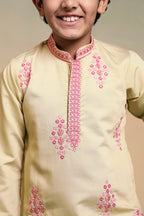 Bright Yellow Viscose Silk Embroidered Work Kurta Pant Set