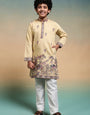 Haldi Yellow Embroidered Work Kurta Pant Set For Wedding