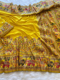 Panache Yellow Pashmina Saree With Glamorous Blouse Piece