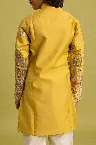 Vantara Style Yellow Kids Kurta Pajama Outfit