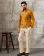 Festive Yellow Velvet Real Mirror Embroidered Bomber Jacket & Pant