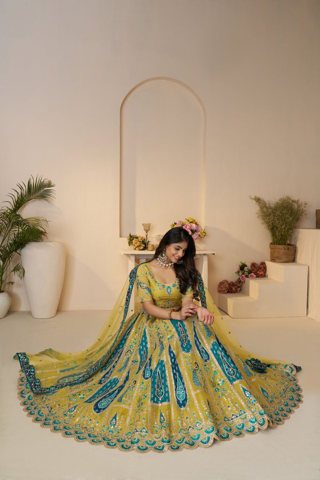 Yellow Color Perfect Wedding Designer Banarasi Silk Lehenga Choli Set