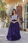 Premium Designer Star Georgette With Embroidery Beads Sequence Work Lehenga Kurti 
