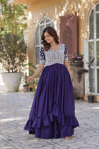 Premium Designer Star Georgette With Embroidery Beads Sequence Work Lehenga Kurti
