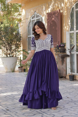 Premium Designer Star Georgette With Embroidery Beads Sequence Work Lehenga Kurti
