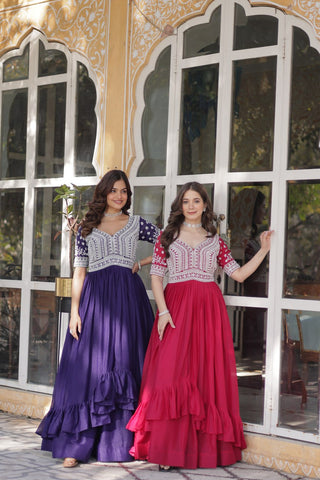 Premium Designer Star Georgette With Embroidery Beads Sequence Work Lehenga Kurti
