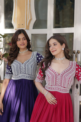 Premium Designer Star Georgette With Embroidery Beads Sequence Work Lehenga Kurti
