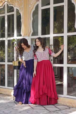 Premium Designer Star Georgette With Embroidery Beads Sequence Work Lehenga Kurti
