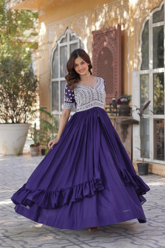 Premium Designer Star Georgette With Embroidery Beads Sequence Work Lehenga Kurti
