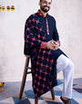 Blue Color Mens Kurta with Embroidered Heavy Dupatta Navratri Collection