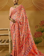 Seraphic Peach Pashmina Saree With Desuetude Blouse Piece