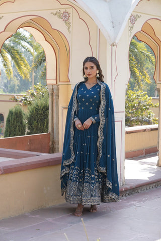 Traditional elegance Attractive Embroidered Zari & Sequins Work Women Gown