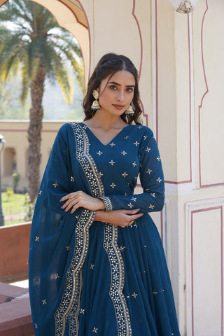 Traditional elegance Attractive Embroidered Zari & Sequins Work Women Gown