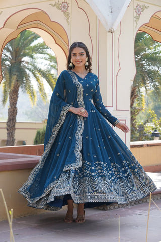 Traditional elegance Attractive Embroidered Zari & Sequins Work Women Gown