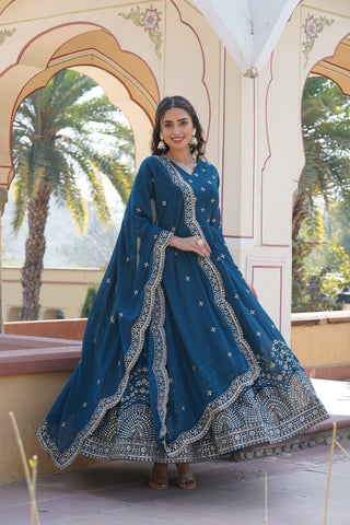 Traditional elegance Attractive Embroidered Zari & Sequins Work Women Gown