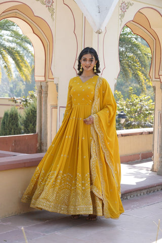 Traditional elegance Attractive Embroidered Zari & Sequins Work Women Gown