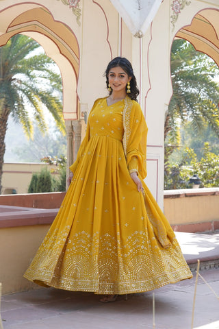 Traditional elegance Attractive Embroidered Zari & Sequins Work Women Gown