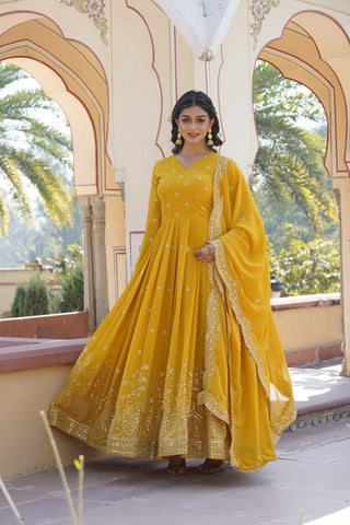 Traditional elegance Attractive Embroidered Zari & Sequins Work Women Gown