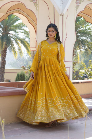 Traditional elegance Attractive Embroidered Zari & Sequins Work Women Gown