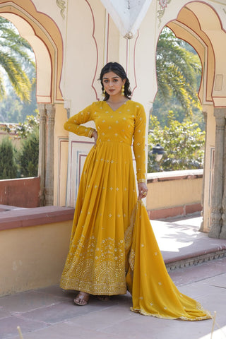 Traditional elegance Attractive Embroidered Zari & Sequins Work Women Gown