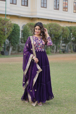 Fancy Designer Attractive Embroidered Zari & Sequins Work Women Gown