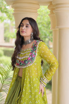 Kora Cotton Frill Stitching Bandhani Lehenga Set | Tulip Designer