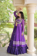 Kora Cotton Frill Stitching Bandhani Lehenga Set | Tulip Designer