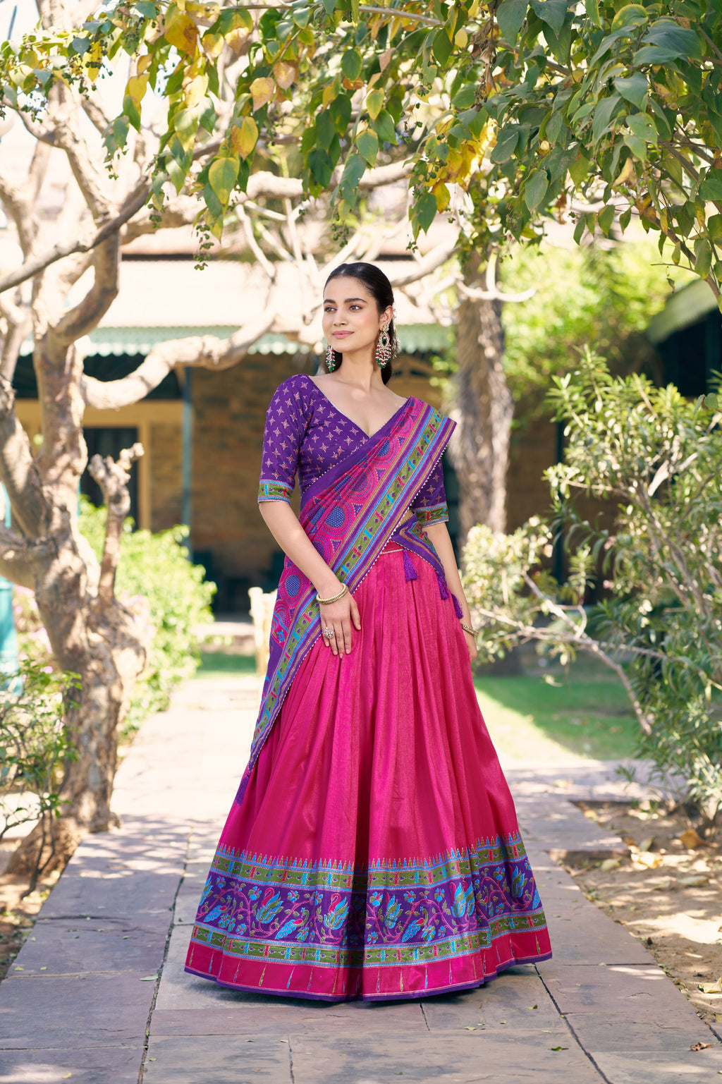 Traditional Tasar Silk Printed Lehenga Set for Special Occasions