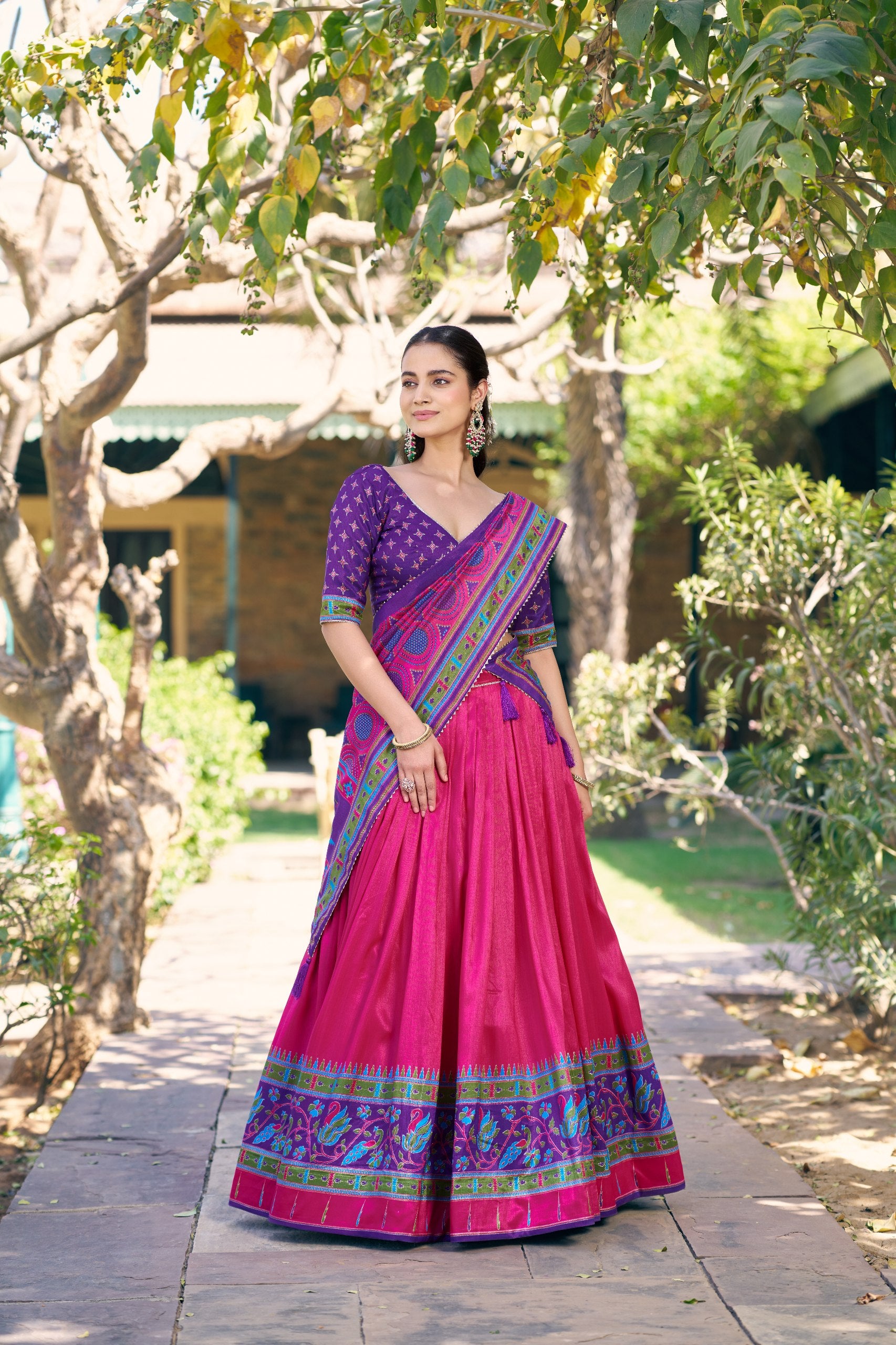 Traditional Tasar Silk Printed Lehenga Set for Special Occasions