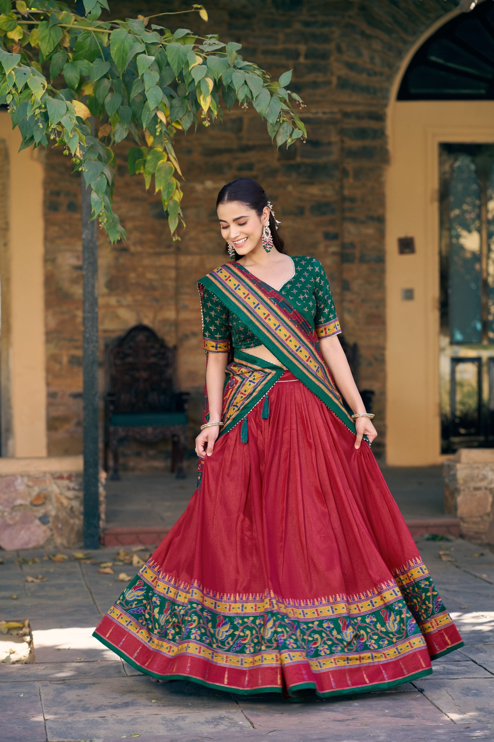 Traditional Tasar Silk Printed Lehenga Set for Special Occasions