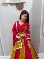 Garba Special Roman Silk Mirror Lehenga Set | Tulip Designer