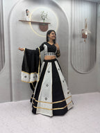 Garba Special Roman Silk Mirror Lehenga Set | Tulip Designer