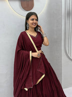 Rayon Cotton Mirror Work Lehenga Set | Tulip Designer
