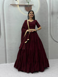Rayon Cotton Mirror Work Lehenga Set | Tulip Designer