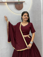 Rayon Cotton Mirror Work Lehenga Set | Tulip Designer