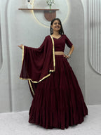 Rayon Cotton Mirror Work Lehenga Set | Tulip Designer